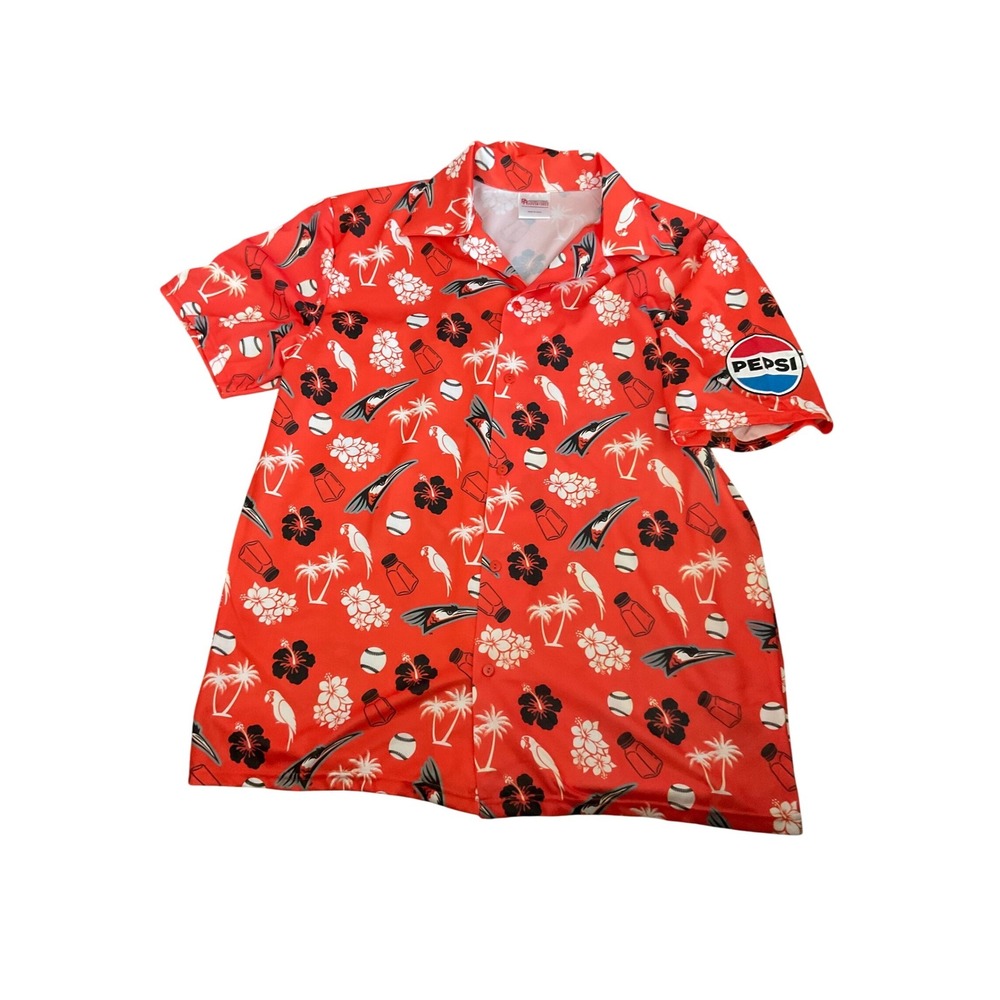 Pepsi Promotional Adventures Red Hawaiian Shirt Mens Large Baseball Tropical L